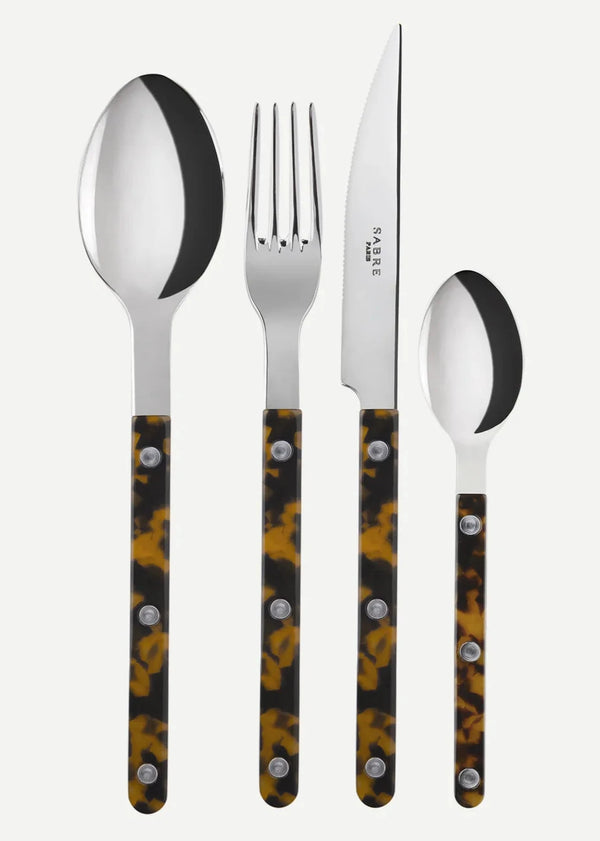 Sabre Cutlery Set 4 Pieces- Bistrot Tortoise, Faux Tortoise