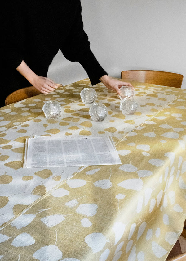 Bouquet Linen Tablecloth, Yellow, Large