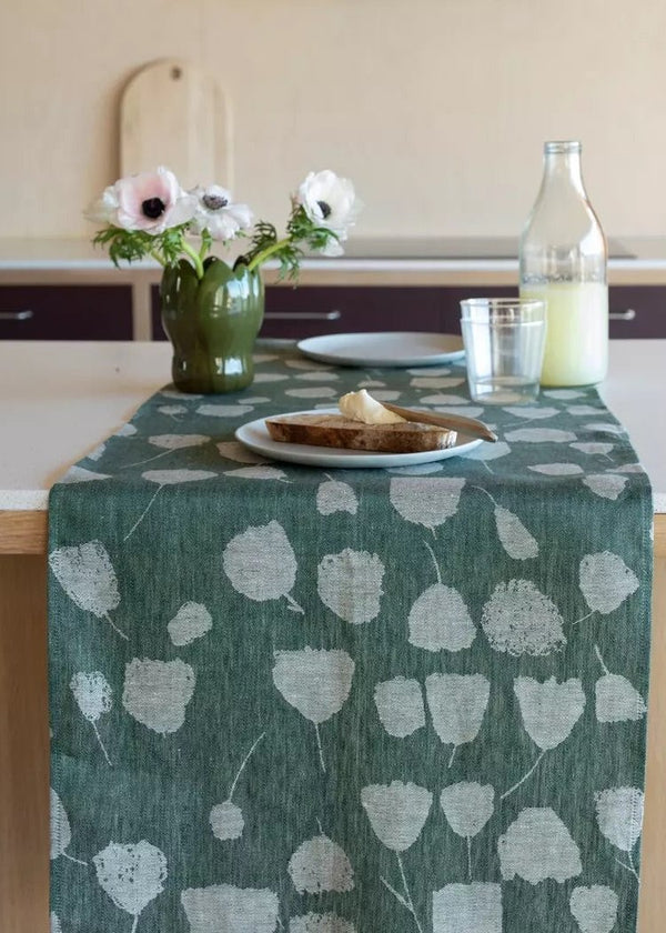 Bouquet Linen Table Runner, Green