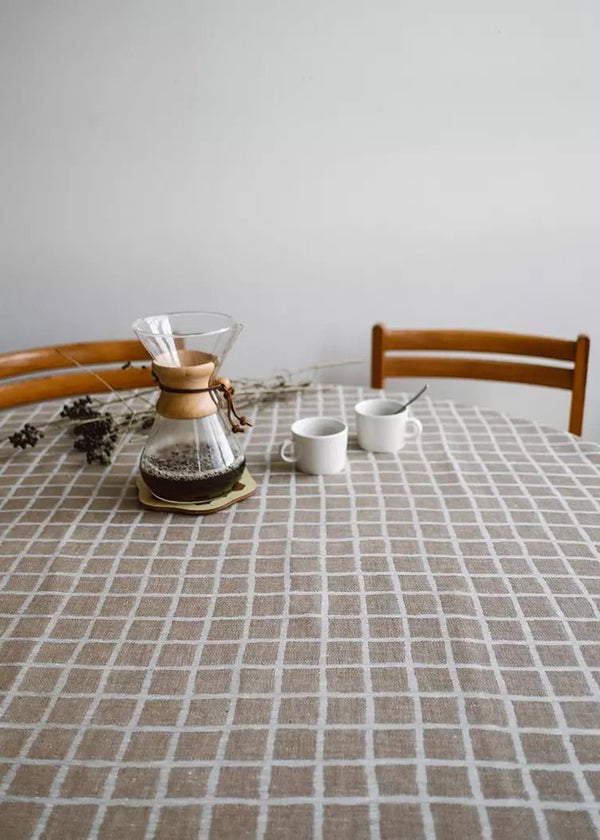 Rutig Jacquard Woven Tablecloth, Brown